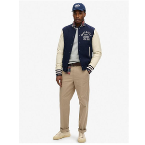 Blouson universitaire homme style urbain à simple boutonnage en toile mélange laine/coton imperméable coupe-vent personnalisable - Product Image 2