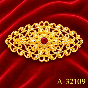 Broches de Aleación Plateada con Forma de Flor y Piedra de Coral para Mujer, Accesorios de Boda, MOLL JEWELLERS A-32109 - Product Image 1