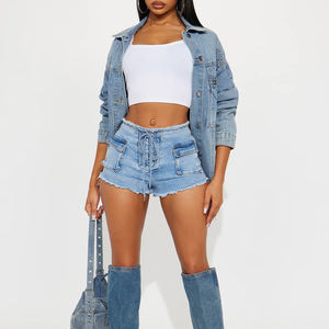 Ensemble en jean pour femme, conception personnalisée OEM, vente en gros, pour streetwear, nouvelle collection, veste et pantalon en jean pour femme, décontracté, délavé - Product Image 5