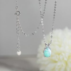 Colgante ovalado de larimar natural con engaste de plata de ley 925, collar de piedras preciosas azules para mujer, regalo. - Product Image 5