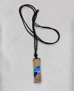 Best Selling Minimalist Bezel Setting <b>Clear</b> Epoxy <b>Resin</b> Bamboo Wood Pendant Necklace for Modern Jewelry Available Wholesale - Product Image 2