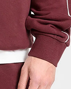 Ensemble de survêtement pour homme 2 pièces, comprenant un sweat à capuche zippé et un pantalon de jogging, couleur bordeaux, coupe oversize, respirant, pour la gym et l'entraînement, avec logo personnalisé OEM - Product Image 6
