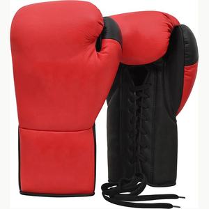 Guantes de boxeo de cuero con logotipo personalizado de alta calidad con cierre de cordones para la práctica de artes marciales - Product Image 1