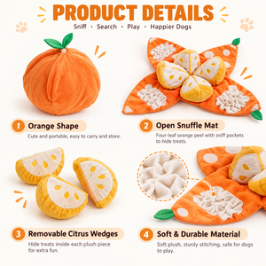 Juguete de Peluche Naranja para Perros, Juguete Interactivo con Dispensador de Premios para Entrenamiento de Olfateo, Alimentación Lenta y Prevención del Aburrimiento - Product Image 2