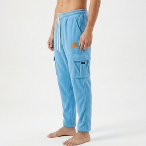 Heavyweight Cotton Fleece Men Cargo Sweatpants Relaxed Fit <b>Drawstring</b> Joggers Casual Outdoor Utility Pocket Track Pants - Product Image 3