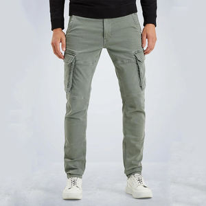 Men's Solid Color Cargo Pants Slim Fit Mid Waist Multiple Pockets Workwear Style Canvas Material Autumn Wear - Product Image 1