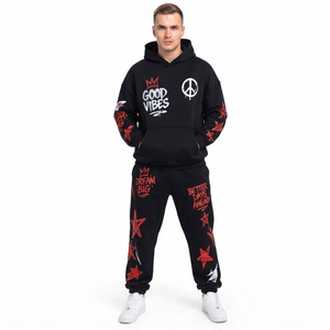 Ensemble de survêtement épais personnalisé pour homme, style streetwear, avec sweat à capuche à épaules tombantes et pantalon de jogging en molleton bouclette, couleur unie, pour l'hiver - Product Image 2