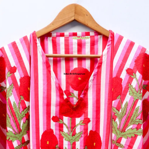 Wholesale Sustainable Hand Block Printed Cotton <b>Kaftan</b> <b>Beach</b> & Party Summer Girls Night Maxi Dress - Product Image 4