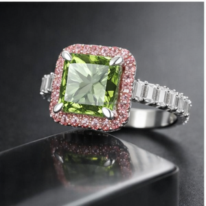 Anillo de Compromiso SHRAMAN DIAMOND con Diamante Verde Intenso CVD Cultivado en Laboratorio, Corte Cojín, Certificado IGI, Halo, Oro Blanco de 14K - Product Image 4