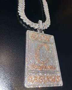 Colgante de Plata de Ley con Diamantes VVS de Lujo, Cadena Cubana con Incrustaciones de Diamantes de Imitación, Joyería Chapada para Regalo de Cumpleaños, Dijes de Dibujos Animados - Product Image 1