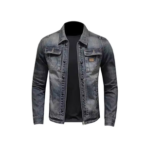 Veste en jean durable pour homme, vêtement d'extérieur en jean bleu, streetwear tendance, fermeture boutonnée, manteaux décontractés, vêtements de haute qualité - Product Image 1