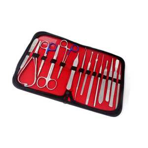 Kit de disección veterinaria, instrumentos quirúrgicos de 14 piezas con estuche, acero inoxidable, herramientas de cirugía veterinaria reutilizables - Product Image 2