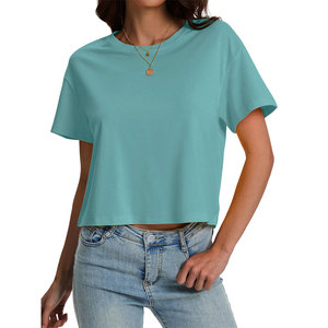 Popular Streetwear Women's Crop Top Skin Friendly Anti Wrinkle Trending Design Cotton Polyester <b>Material</b> Solid Color Pattern - Product Image 5