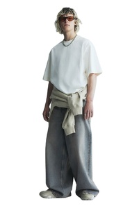 High Trending 100% Cotton Men's Denim 5-Pocket Jeans New Design Wide Leg Loose Fit <b>Dropped</b> Crotch Stonewashed Casual Factory - Product Image 6