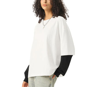 Nueva Camiseta Holgada de Estilo Urbano, 270gsm, 100% Algodón, Manga Larga para Mujer, con Logotipo Personalizado, Estilo Hip Hop - Product Image 2