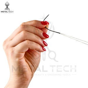 Agujas de acero inoxidable con revestimiento negro para tejer cabello, con curva en C, de alta resistencia y ojo grande, herramientas de costura para extensiones de trama y trenzas. - Product Image 4