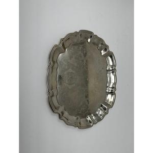 Assiette ovale en étain argenté antique avec motif de bordure personnalisé, compatible lave-vaisselle, pour service alimentaire, design vintage, vaisselle de service antique - Product Image 3