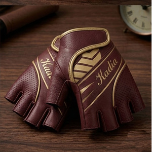 Guantes de Cuero sin Dedos Kadia 2026, Nuevo Diseño, Logotipo Personalizado OEM, Alto Rendimiento, Transpirables, con Palma Acolchada, para Motociclistas - Product Image 4
