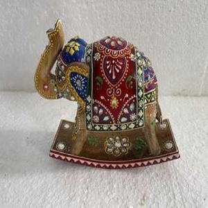 Figuras de Elefantes de Madera Pintadas a Mano, Ecológicas, Naturales, Pulimentadas, Estilo Indio Antiguo, Decorativas para Hogar, Oficina, Hotel, Escuela - Product Image 3
