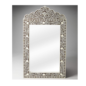 Handmade Bone Inlay Rectangular Wall <b>Mirror</b> Frame Silver Geometric Pattern Modern Farmhouse Luxury Decorative <b>Accent</b> - Product Image 6