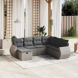 Conjunto de Sofás Modulares Grandes de Ratán Sintético Gris para Jardín, Muebles de Jardín de Alta Calidad en Varias Piezas - Product Image 1
