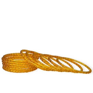 Wholesale Trendy Golden Yellow Kashmiri Raindrop Glass Bangles Crystal Pattern Gold Accents Lightweight <b>Wedding</b> - Product Image 3