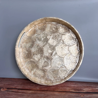 PERFECT ENTERPRISES Plateau de luxe classique fait main en mosaïque de coquillages, style Art Déco vintage 1980, avec incrustation de nacre, décoration côtière espagnole