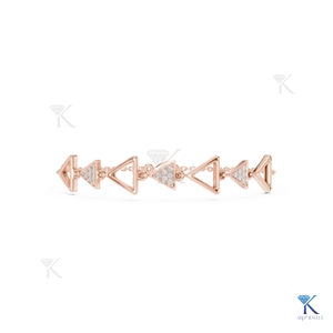 Lab Grown Diamond Geometric Triangle Chain Bracelet 14K <b>Solid</b> <b>Gold</b> Fine Luxury Unisex Modern Link Jewelry Party Gift - Product Image 2