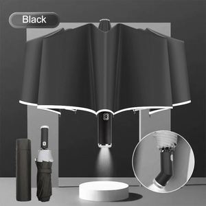 Travel <b>Windproof</b> Uv Lamp Torch Flashlight Led Open Auto Close 3 Folding Foldable Mini <b>Umbrella</b> With Light - Product Image 1
