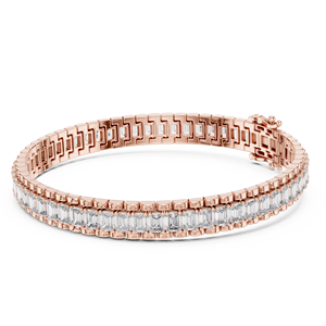 Bracelet tennis de luxe en diamants de laboratoire taillés, double fermoir, or rose massif 18 carats plaqué rhodium, idéal pour offrir, pour les fêtes, au quotidien ou au bureau - Product Image 1