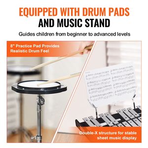 Set Professionale di Xilofono Glockenspiel a 30 Note da 8 Pollici con Supporto Musicale, Strumento a Percussione con Bacchette e Borsa - Product Image 5