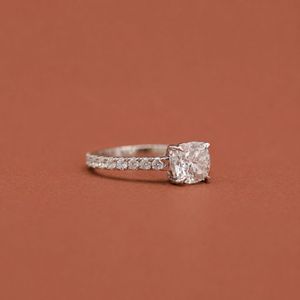 <b>Cushion</b> Cut Moissanite Diamond Halo Style Solitaire <b>Wedding</b> Engagement Classic Promise Forever <b>Ring</b> - Product Image 2