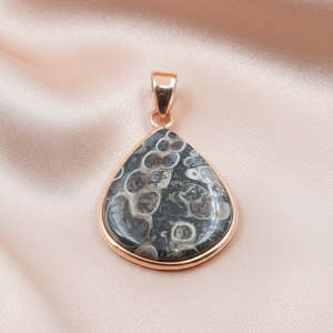 Pendentif en Agate Turritella, Argent 925 Plaqué Or Jaune, Motif Coquillage Goutte d'Eau, Bijou Fait Main, Cadeau de Mode, Vente en Gros, Nouveauté - Product Image 3