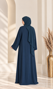 New Luxury Handmade Dubai <b>Black</b> <b>Lace</b> Trim Modest Vintage Breathable Abaya Matching Hijab Muslim Women Loose Ankle-Length Ramadan - Product Image 4