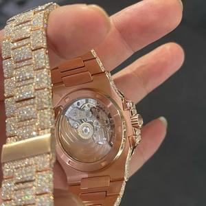 Reloj Automático de Lujo Estilo Antiguo, Oro Rosa, con Diamantes, Hip Hop, Acero Inoxidable, Mecánico, Brillante - Product Image 5