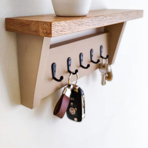 Porte-clés mural en bois moderne de luxe avec rangement pour la décoration de la salle de séjour et de l'entrée de la salle de bain - Product Image 1