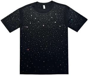 Men’s <b>Black</b> Rhinestone Star Full T-Shirt Luxury <b>Sparkly</b> Studded Shiny Short Sleeve Streetwear <b>Top</b> for Party and Fashion - Product Image 4
