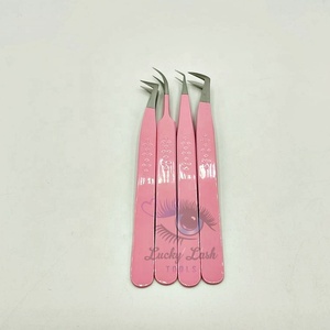 Pinzas de Extensión de Pestañas de Acero Inoxidable de Alta Calidad, Color Rosa Bebé, Marca Privada, Punta de Fibra Esencial, Sostenibles y Duraderas - Product Image 2
