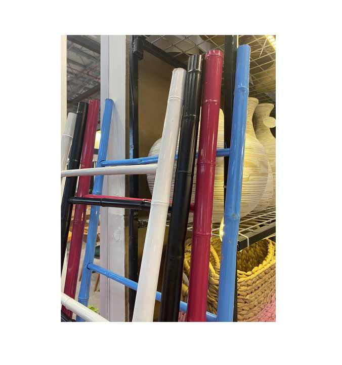 Vietnam Manufacture Natural Bamboo Multi-purpose Step Ladder / White Bamboo Towel Ladder 150cm for Home Garden