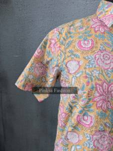 Chemise à manches courtes pour homme, 100% coton, imprimé floral, col boutonné, respirante, décontractée, pour l'été - Product Image 3
