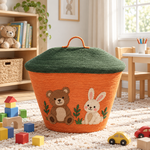 Panier de rangement personnalisable en jute 100 % écologique avec couvercle vert, capacité et épaisseur sur mesure, 25x25cm, pour l'organisation de bijoux - Product Image 5