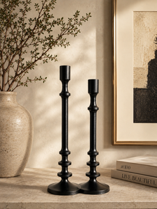 Premium Modern <b>Black</b> Aluminum Eco-Friendly Durable <b>Candlestick</b> <b>Holder</b> Home & Wedding Decor Tabletop Candle Stand - Product Image 1