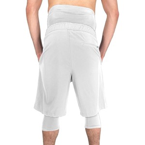 Pantalones Cortos Blancos de Secado Rápido para Hombre, Corte Holgado con Capa Interior de Compresión para Gimnasio y Natación - Product Image 3