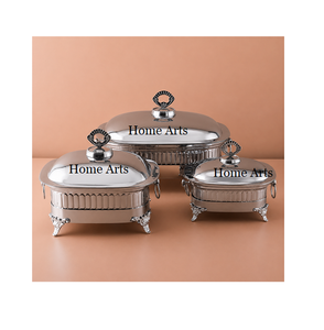 Stainless Steel Silver Color Chafing Dish <b>Set</b> Of 3 Different Size Food Warmer Chafing Dish Deluxe Quality Chafing Dish - Product Image 1