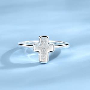 925 Sterling <b>Silver</b> Rectangle <b>Cross</b> Bezel <b>Ring</b> Blank Birthstone Resin Cabochon Keepsake DIY Jewelry Making <b>Ring</b> Base Setting - Product Image 2