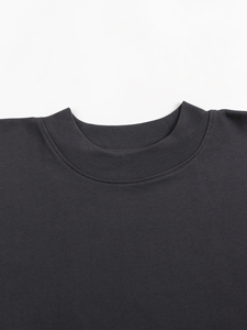 T-shirt noir oversize pour homme, col rond, coton épais, épaules tombantes, manches courtes larges, streetwear vierge, vente en gros, fournisseur OEM - Product Image 5