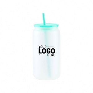 Bouteille en verre givré de 16 oz pour sublimation, tasse à bière réutilisable avec couvercle en PP pour impression personnalisée DIY - Product Image 4