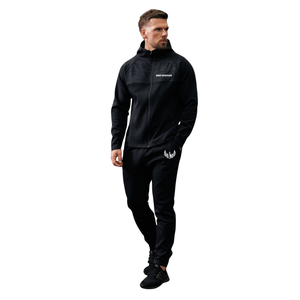 Men’s Black Full <b>Zip</b> <b>Hooded</b> Tracksuit Set Athletic Sportswear Training Workout Running Jogger Pants Casual Activewear Outfit - Product Image 1