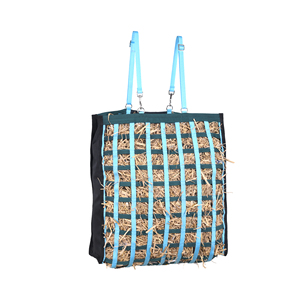 Bolsa de Heno para Caballos de Nailon Verde y Turquesa de Primera Calidad, Red de Heno de Alimentación Lenta, Gran Capacidad, Correa Ajustable, Bolsa de Alimentación Resistente y Duradera - Product Image 4
