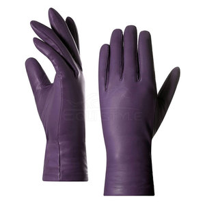 Gants de luxe pour femmes en peau de mouton violette, doux et élégants, à doigts complets, design personnalisé, mode hiver, gants en cuir haut de gamme pour femmes - Product Image 2